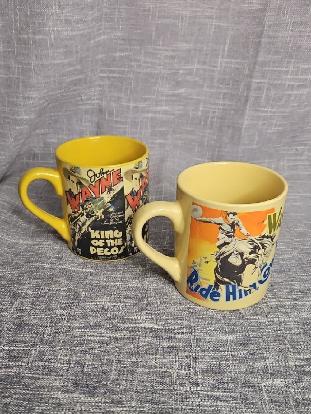 John Wayne Vintage 1980s "Radio Days" Movie Poster Ceramic Mug Set - Picture 5 of 7